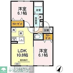 アクロス3 2LDKの間取図画像