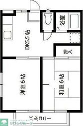 ボナールB 2DKの間取図画像