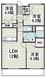 ウエストハイツC 3LDKの間取図画像