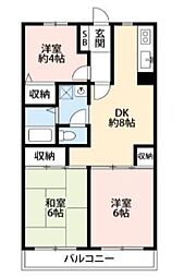 ベルデュール永野2 3DKの間取図画像