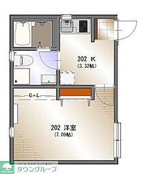藤沢市湘南台1丁目アパート 1Kの間取図画像