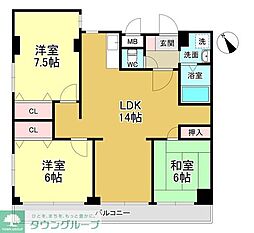 ベルヴィル杉田IIIファミーユ棟 2階2DKの間取り