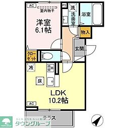 JR京浜東北・根岸線 港南台駅 徒歩14分の賃貸アパート 1階1LDKの間取り