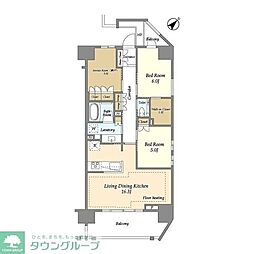 京急本線 横須賀中央駅 徒歩4分の賃貸マンション 4階2SLDKの間取り