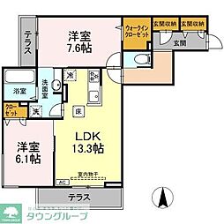 横浜市営地下鉄ブルーライン 港南中央駅 徒歩13分の賃貸アパート 1階2LDKの間取り