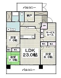 ル・パルクメゾン蒔田 7階3SLDKの間取り
