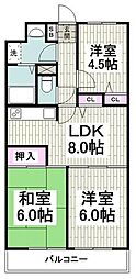 ヒルズ南台 1階3DKの間取り