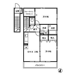 アムール 2階2LDKの間取り