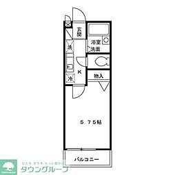 グリーンコート 2階1Kの間取り