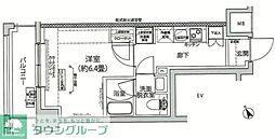 アイルプレミアム横浜サウス 202 2階1Kの間取り