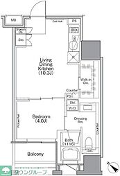 ザ・パークハビオＳＯＨＯ横浜関内 14階1LDKの間取り