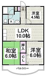 ルミエール屏風ヶ浦 2階3LDKの間取り