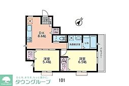 サンス戸塚 2DKの間取図画像