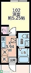 パークテラス立場 1Kの間取図画像