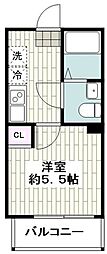 プランドール蒔田 1Kの間取図画像
