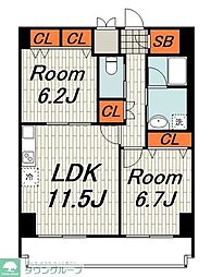 ドムス常盤 2LDKの間取図画像