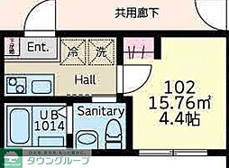 プラナス港南台 1Kの間取図画像