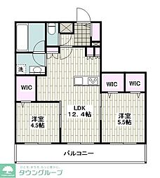グリーンイースト 2LDKの間取図画像