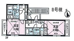 グランエール 1Kの間取図画像