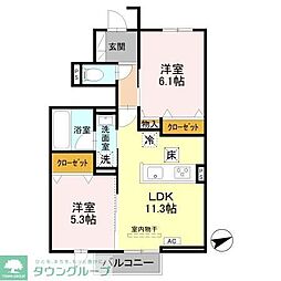 グローリー栄 2LDKの間取図画像