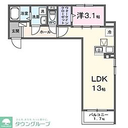 シエルテラス金沢八景 1LDKの間取図画像