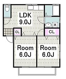 マリーク壱番館 2DKの間取図画像