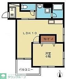 埼玉高速鉄道 川口元郷駅 徒歩14分の賃貸アパート 2階1LDKの間取り