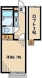 JR埼京線 与野本町駅 徒歩13分の賃貸アパート 1階1Kの間取り