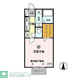 JR埼京線 与野本町駅 徒歩12分の賃貸アパート 1階1Kの間取り