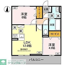 JR埼京線 中浦和駅 徒歩12分の賃貸アパート 1階2LDKの間取り