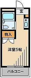JR埼京線 中浦和駅 徒歩8分の賃貸マンション 2階ワンルームの間取り