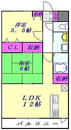 埼玉高速鉄道 南鳩ヶ谷駅 徒歩19分の賃貸マンション 1階2LDKの間取り
