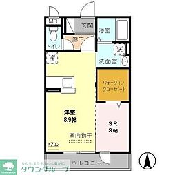 JR埼京線 与野本町駅 徒歩9分の賃貸アパート 3階1LDKの間取り