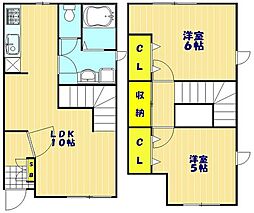 埼玉高速鉄道 鳩ヶ谷駅 徒歩30分の賃貸アパート 1階2LDKの間取り