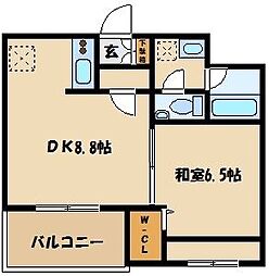 JR京浜東北・根岸線 北浦和駅 徒歩8分の賃貸マンション 5階1LDKの間取り