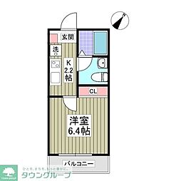 JR武蔵野線 東川口駅 徒歩16分の賃貸アパート 1階1Kの間取り