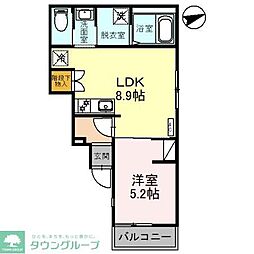 JR埼京線 南与野駅 徒歩38分の賃貸アパート 1階1LDKの間取り
