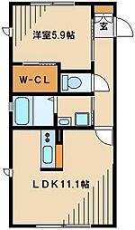 JR埼京線 南与野駅 徒歩9分の賃貸アパート 2階1LDKの間取り