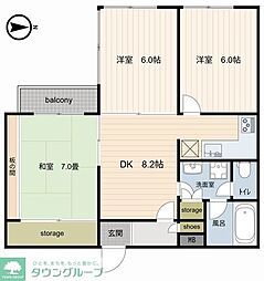 JR埼京線 与野本町駅 徒歩18分の賃貸アパート 3階3DKの間取り