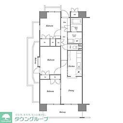 JR京浜東北・根岸線 川口駅 徒歩20分の賃貸マンション 3階3LDKの間取り