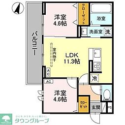JR京浜東北・根岸線 与野駅 徒歩9分の賃貸アパート 3階2LDKの間取り