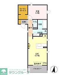 JR京浜東北・根岸線 与野駅 徒歩10分の賃貸アパート 2階1LDKの間取り