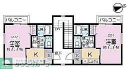 JR埼京線 与野本町駅 徒歩9分の賃貸アパート 2階1Kの間取り