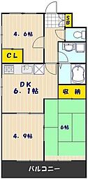 JR京浜東北・根岸線 西川口駅 徒歩15分の賃貸マンション 5階3DKの間取り