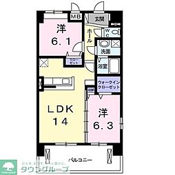 埼玉高速鉄道 浦和美園駅 徒歩17分の賃貸マンション 3階2LDKの間取り