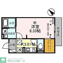 レスティングスウェル浦和 1Kの間取図画像