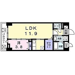 スカイヒルズ 1LDKの間取図画像