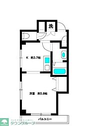 山一青木ステーツ 1Kの間取図画像