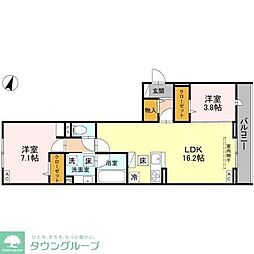 川口市戸塚東2丁目アパート 2LDKの間取図画像