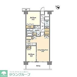 ドゥーエ武蔵浦和 2LDKの間取図画像